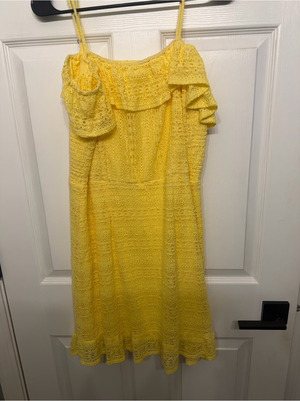 Spoiled Yellow Lace Off-Shoulder Spaghetti Strap Mini Dress